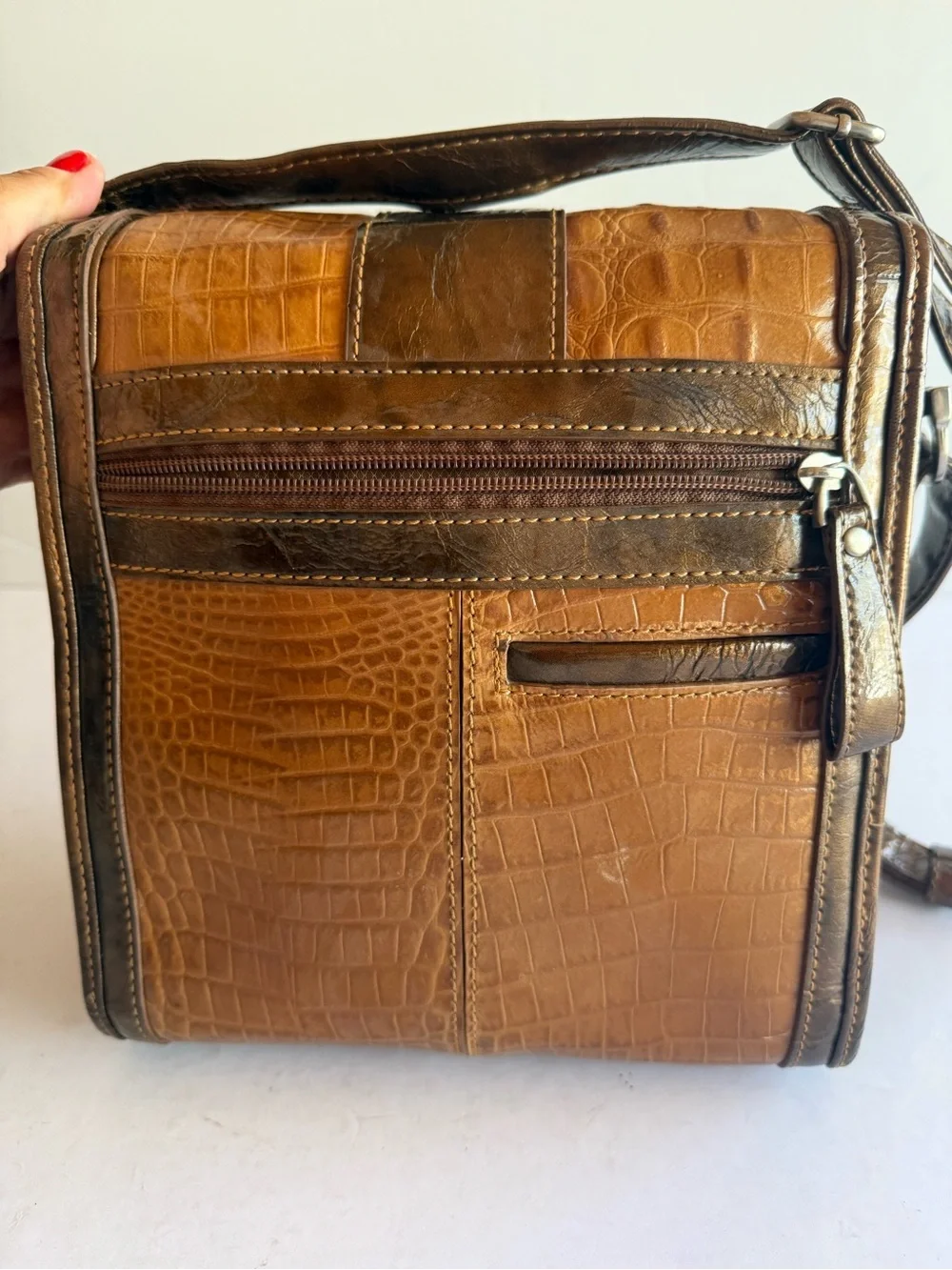 Madi Claire Leather Croc Embossed Crossbody